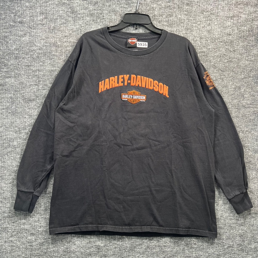Harley-Davidson Mens Black Long Sleeve Graphic T-Shirt Amarillo Texas Large